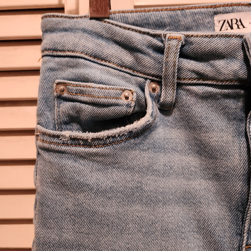 ZARA Super Stretch Skinny Raw Ankle Jeans 4 - Picture 8 of 10